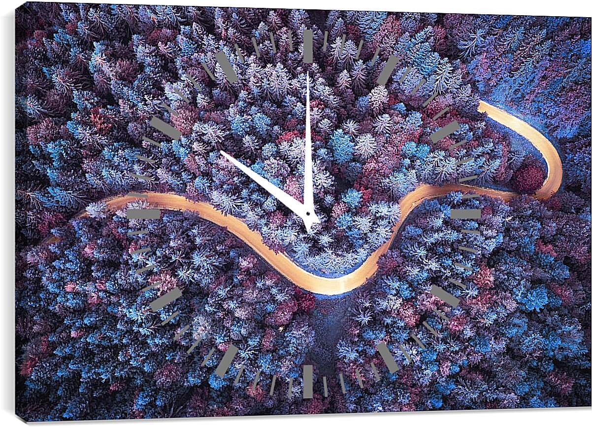 Часы картина - Дорога проходящая в лесу