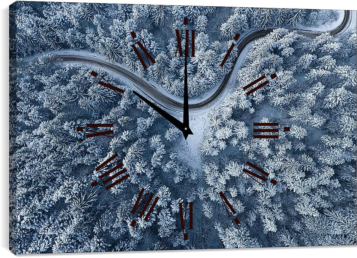 Часы картина - Дорога проходящая через лес