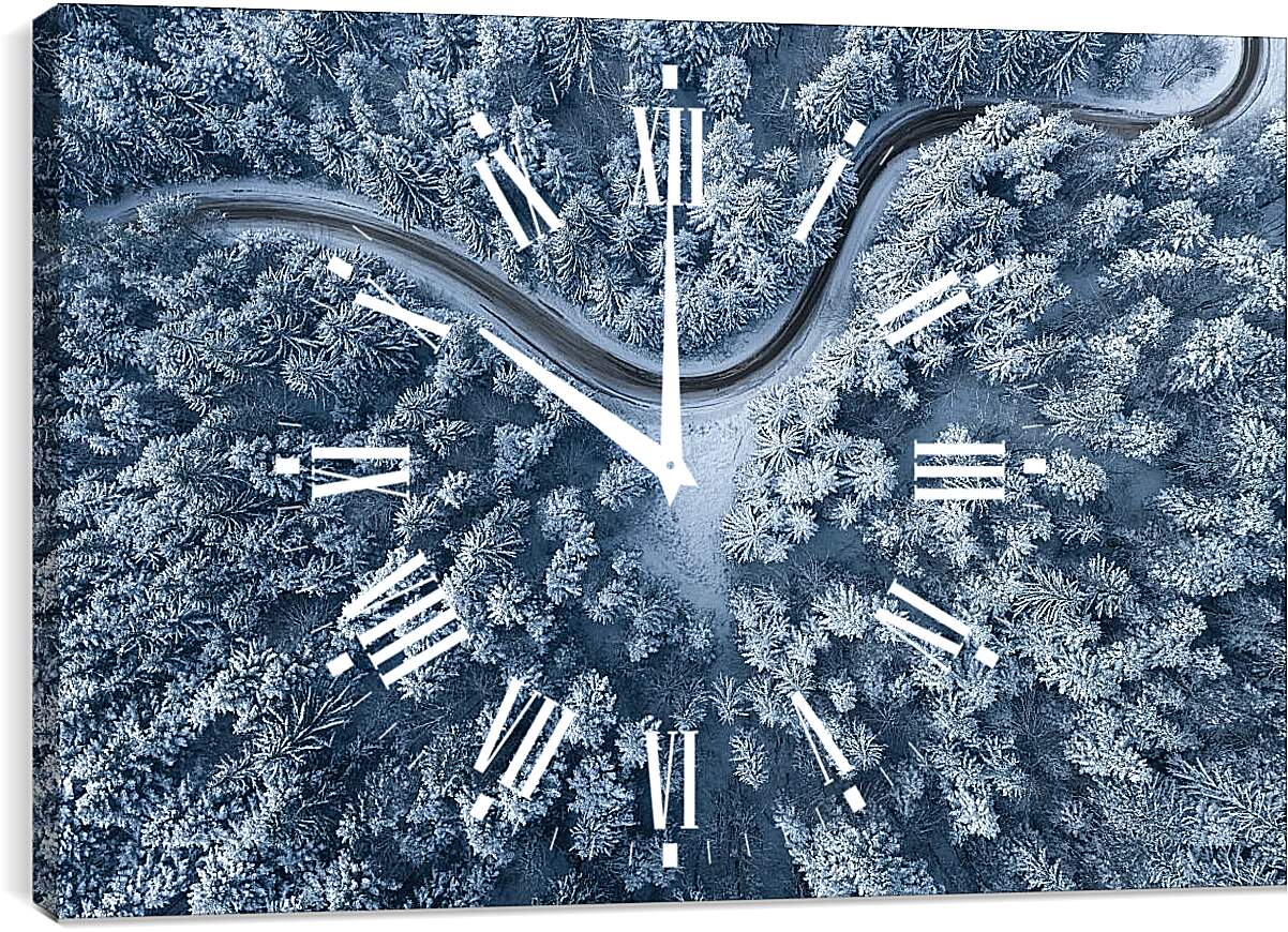 Часы картина - Дорога проходящая через лес