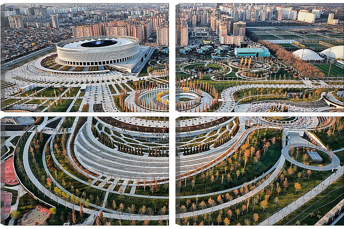 Модульная картина - Парк и стадион Краснодара с высоты