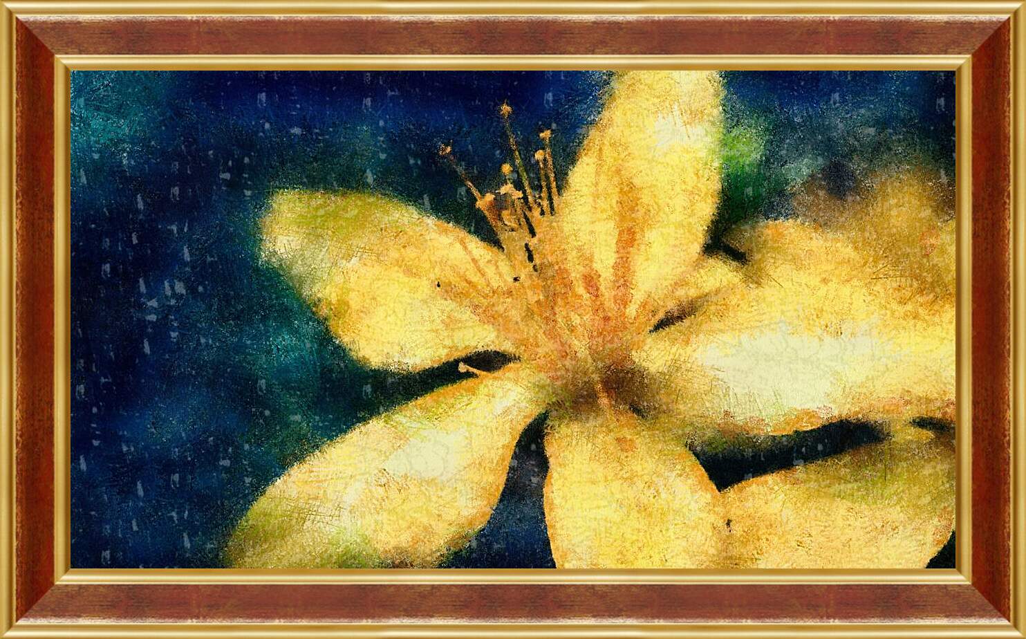Картина в раме - Желтая лилия
