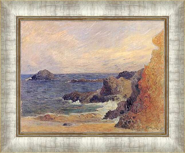 Картина в раме - Rochers au bord de la mer. Поль Гоген