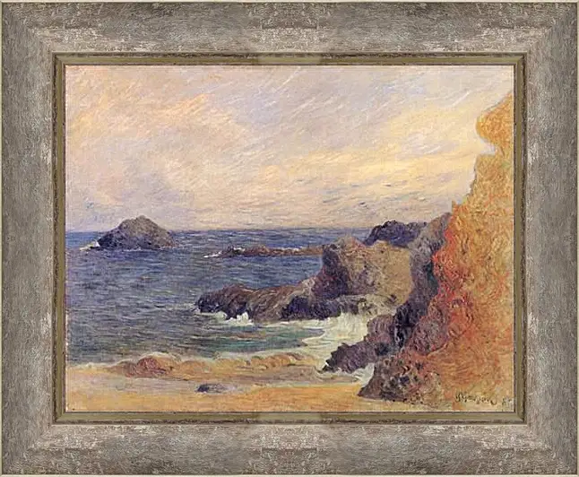 Картина в раме - Rochers au bord de la mer. Поль Гоген