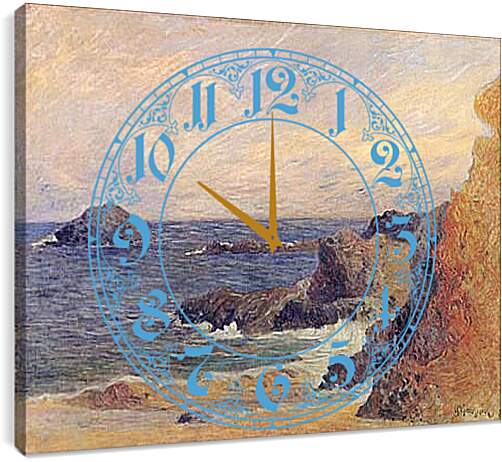 Часы картина - Rochers au bord de la mer. Поль Гоген