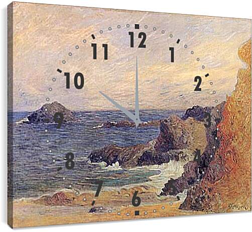 Часы картина - Rochers au bord de la mer. Поль Гоген