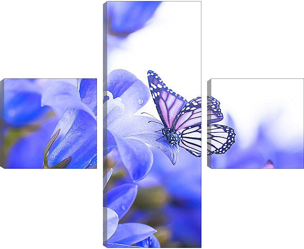 Модульная картина - Бабочки и колокольчики