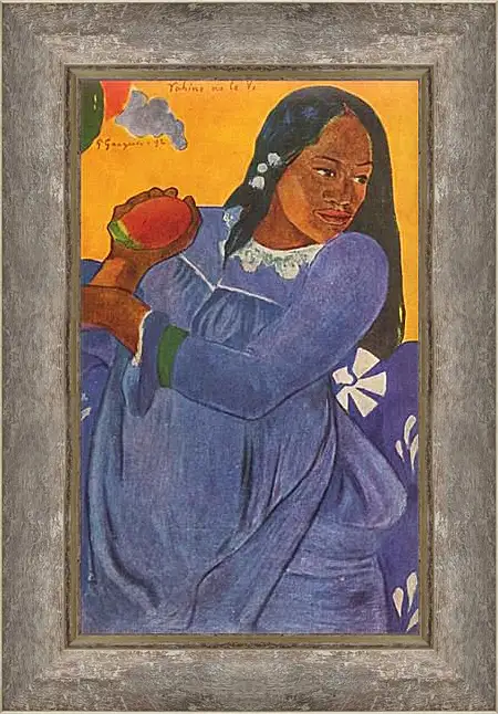 Картина в раме - La femme au mango. Поль Гоген