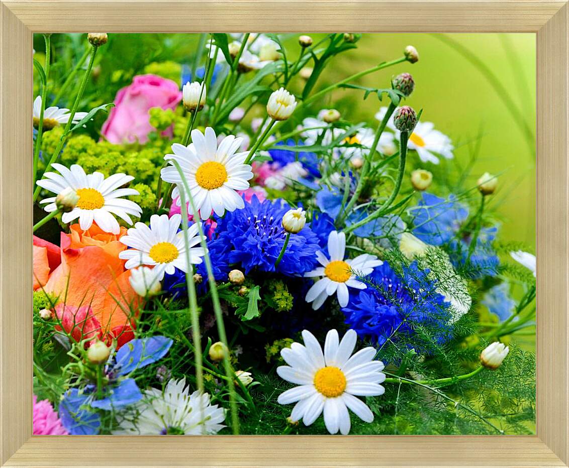 Картина в раме - Букет полевых цветов
