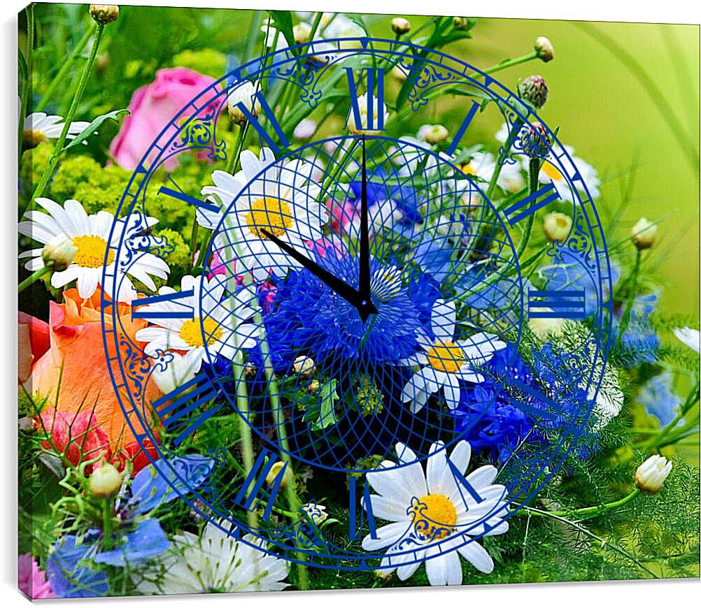 Часы картина - Букет полевых цветов