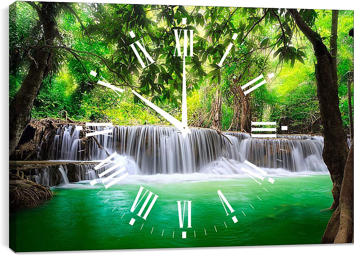 Часы картина - Водопад в лесу