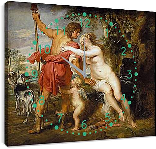 Часы картина - Венера и Адонис. Питер Пауль Рубенс