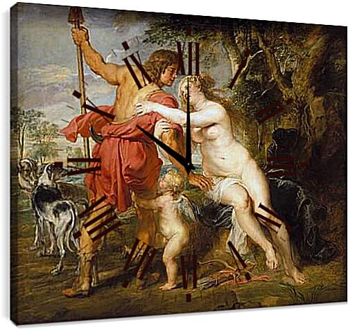 Часы картина - Венера и Адонис. Питер Пауль Рубенс