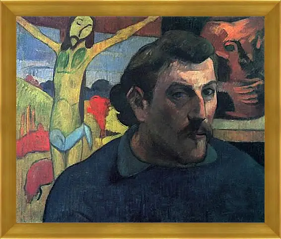 Картина в раме - Portrait of the Artist with the Yellow Christ. Поль Гоген