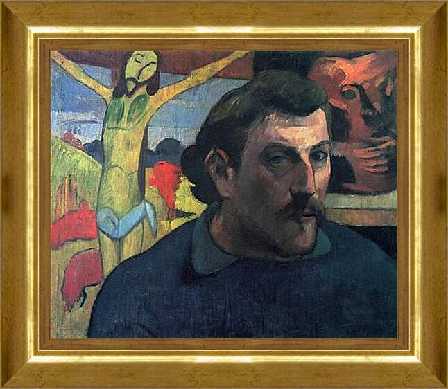 Картина в раме - Portrait of the Artist with the Yellow Christ. Поль Гоген