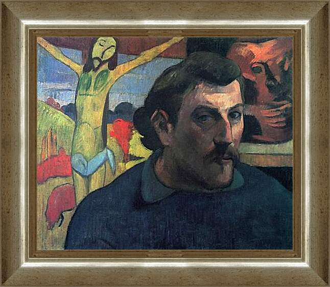 Картина в раме - Portrait of the Artist with the Yellow Christ. Поль Гоген