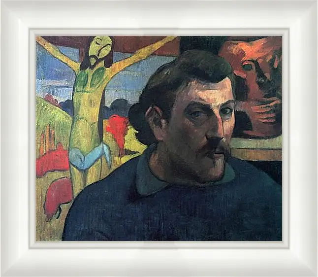 Картина в раме - Portrait of the Artist with the Yellow Christ. Поль Гоген