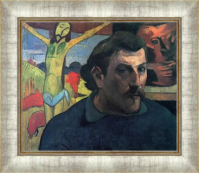 Картина в раме - Portrait of the Artist with the Yellow Christ. Поль Гоген