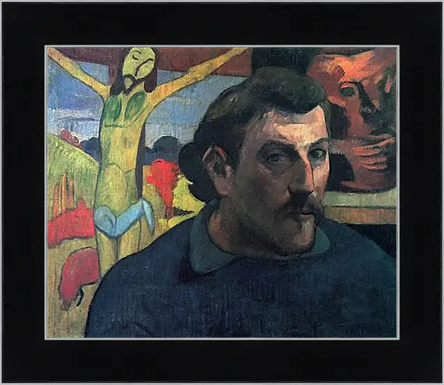 Картина в раме - Portrait of the Artist with the Yellow Christ. Поль Гоген