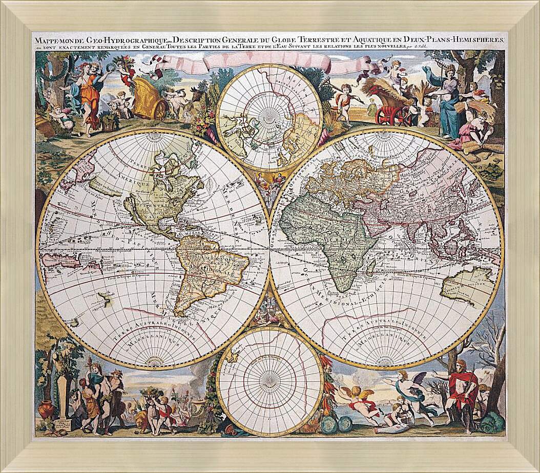 Картина в раме - Древняя карта мира