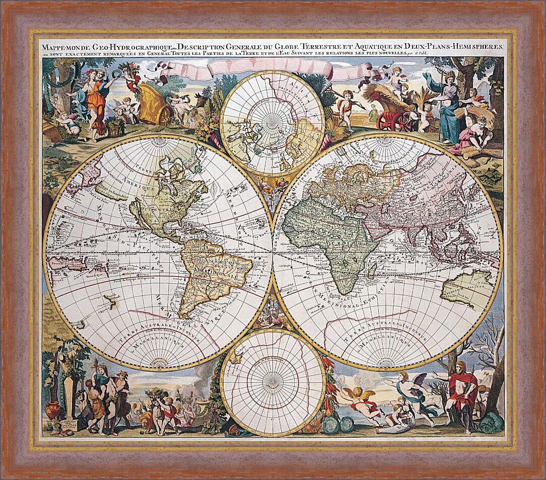 Картина в раме - Древняя карта мира