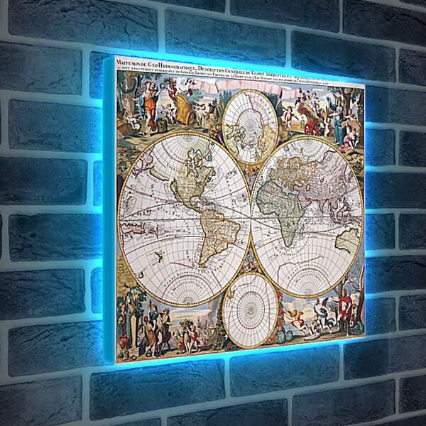 Лайтбокс световая панель - Древняя карта мира