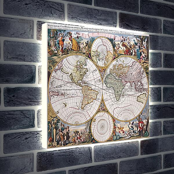 Лайтбокс световая панель - Древняя карта мира