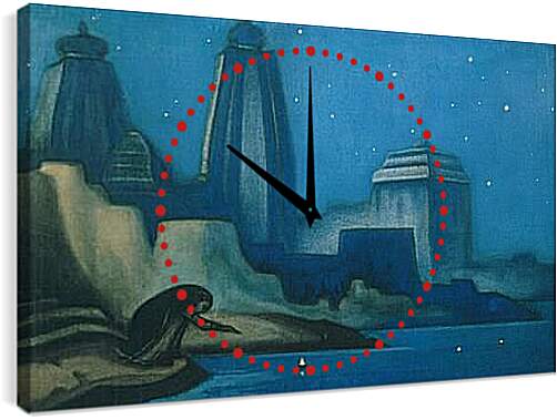 Часы картина - Огни на Ганге. Рерих Николай
