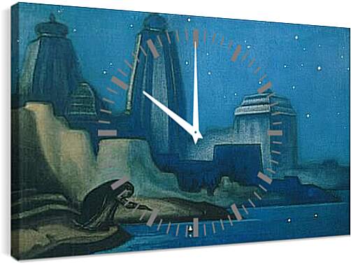 Часы картина - Огни на Ганге. Рерих Николай