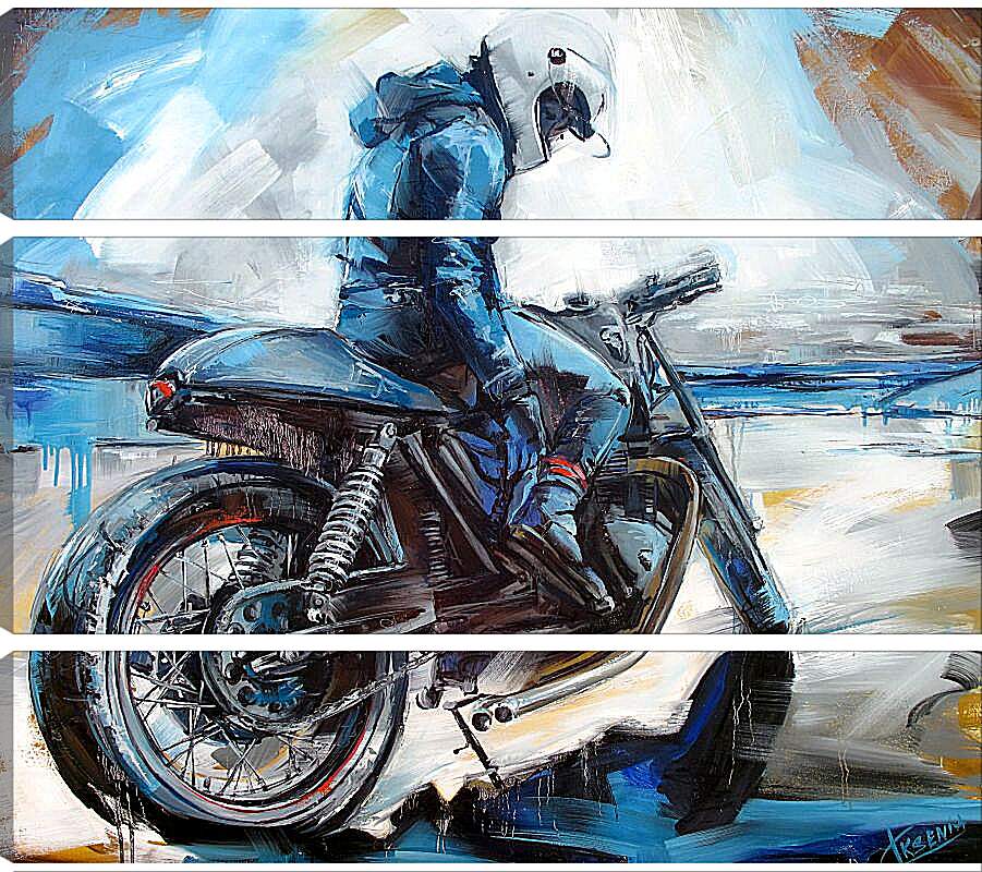Модульная картина - Байкер на мотоцикле