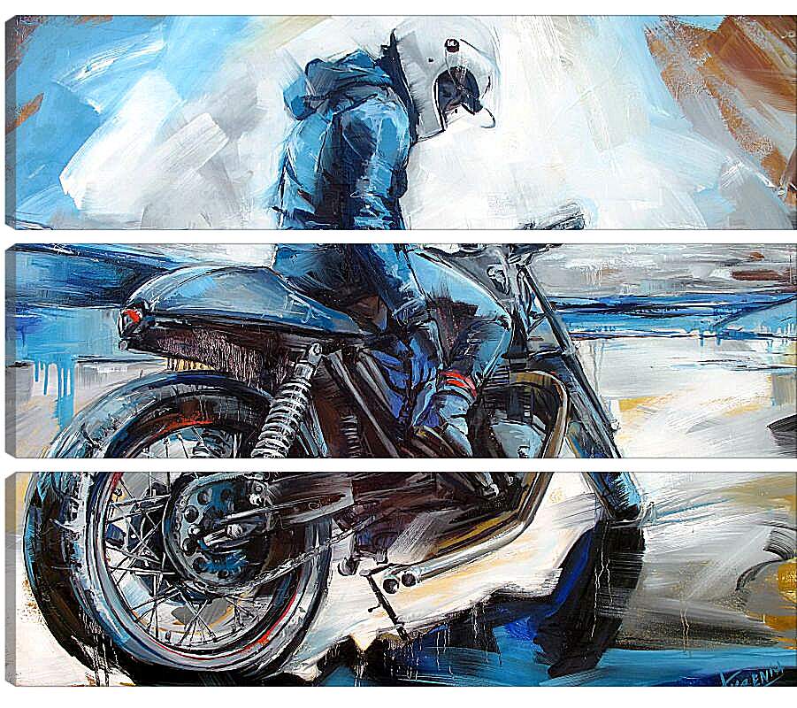 Модульная картина - Байкер на мотоцикле