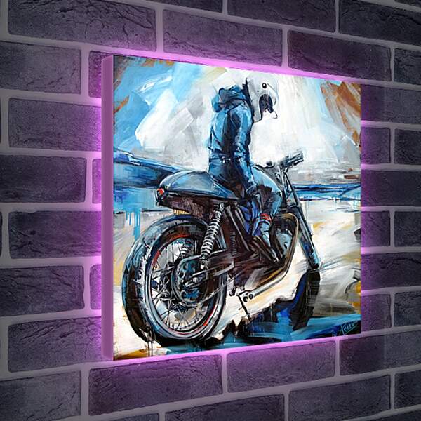 Лайтбокс световая панель - Байкер на мотоцикле