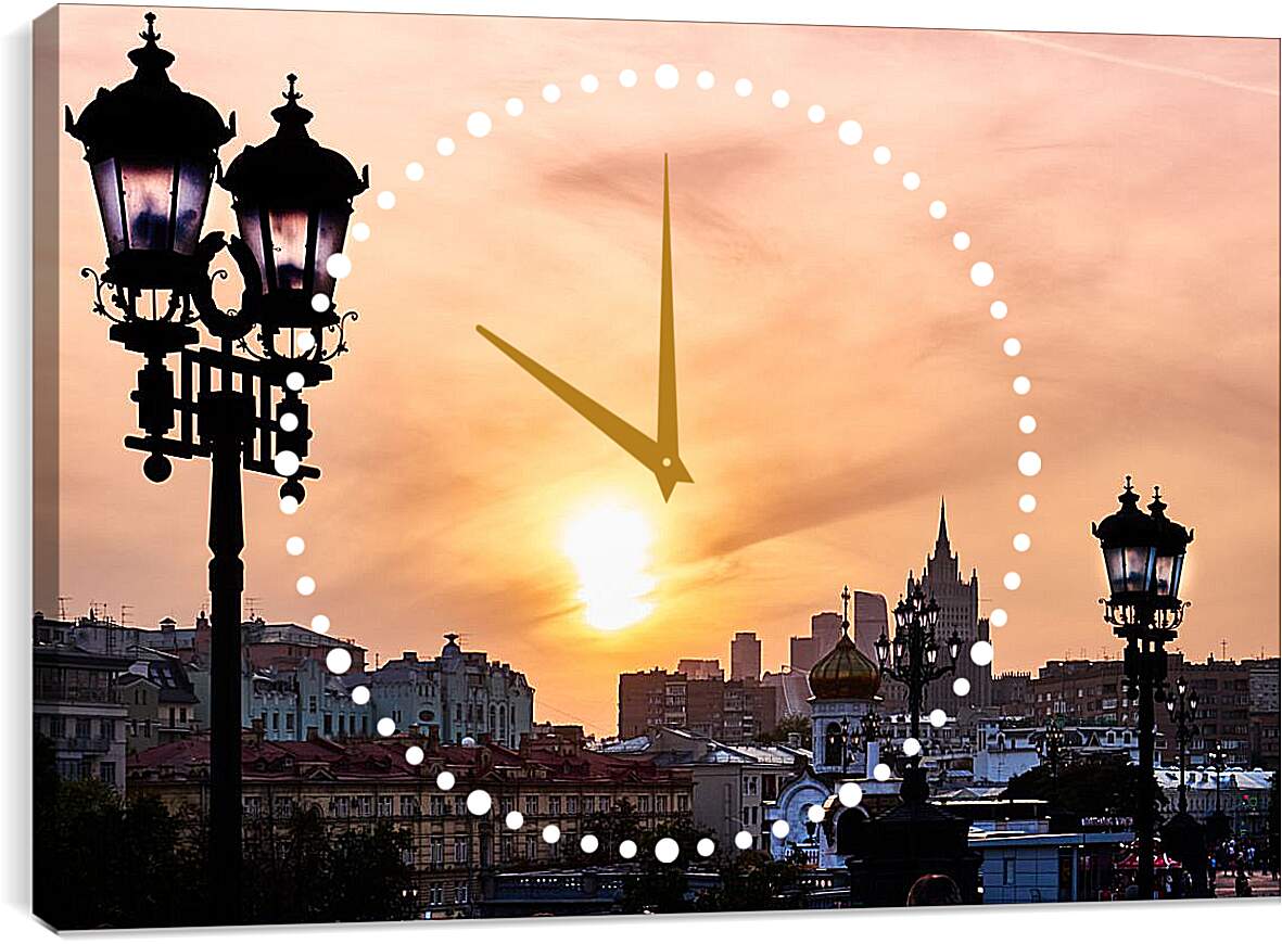 Часы картина - Солнце над городом