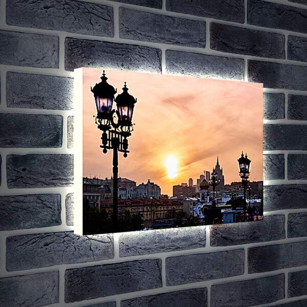 Лайтбокс световая панель - Солнце над городом