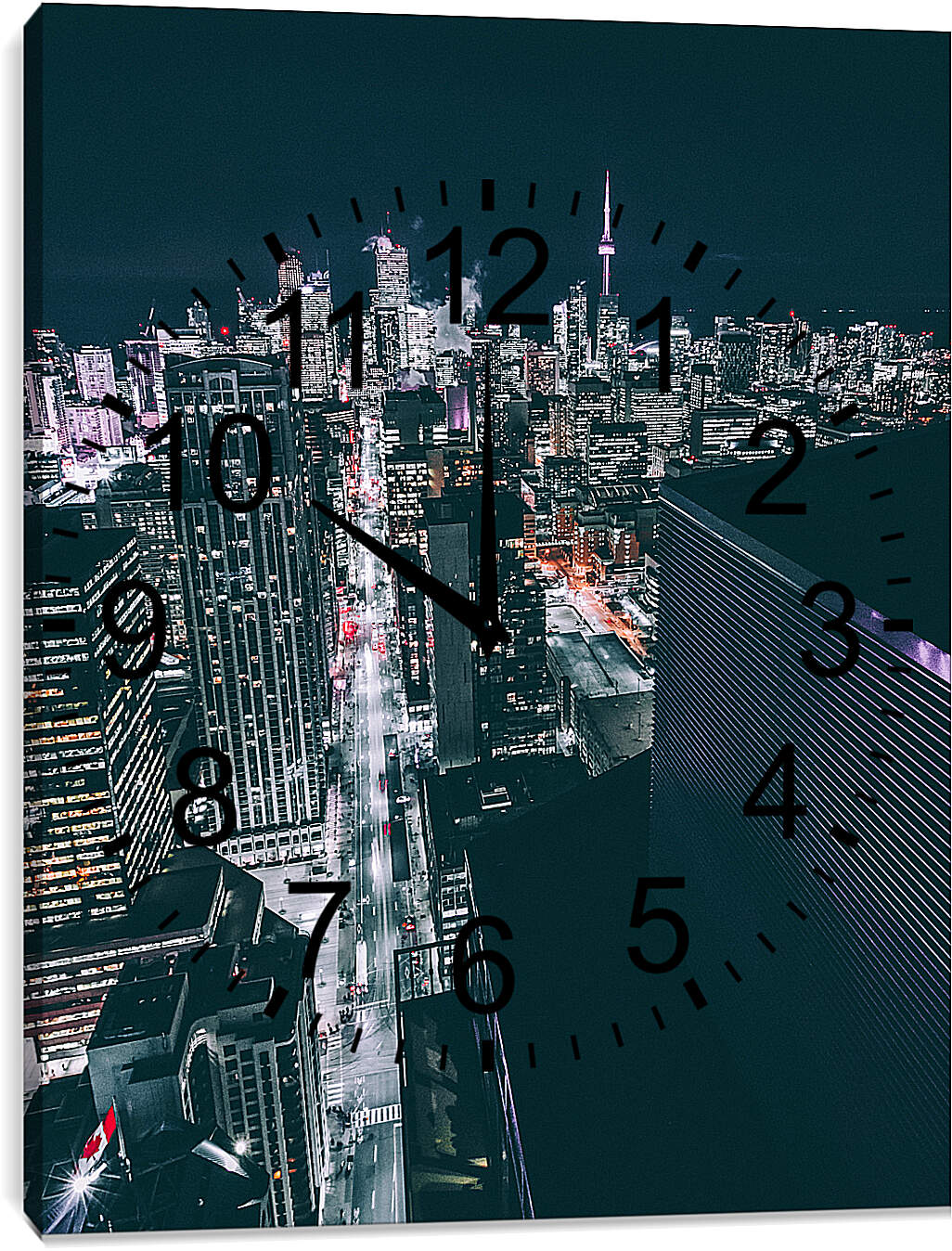 Часы картина - Ночная улица