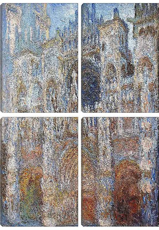 Модульная картина - rouen cathedral magic in blue. Клод Моне