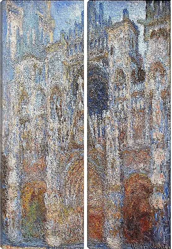 Модульная картина - rouen cathedral magic in blue. Клод Моне