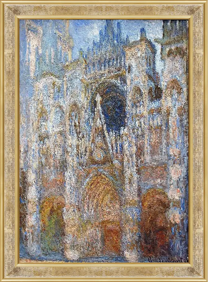 Картина в раме - rouen cathedral magic in blue. Клод Моне