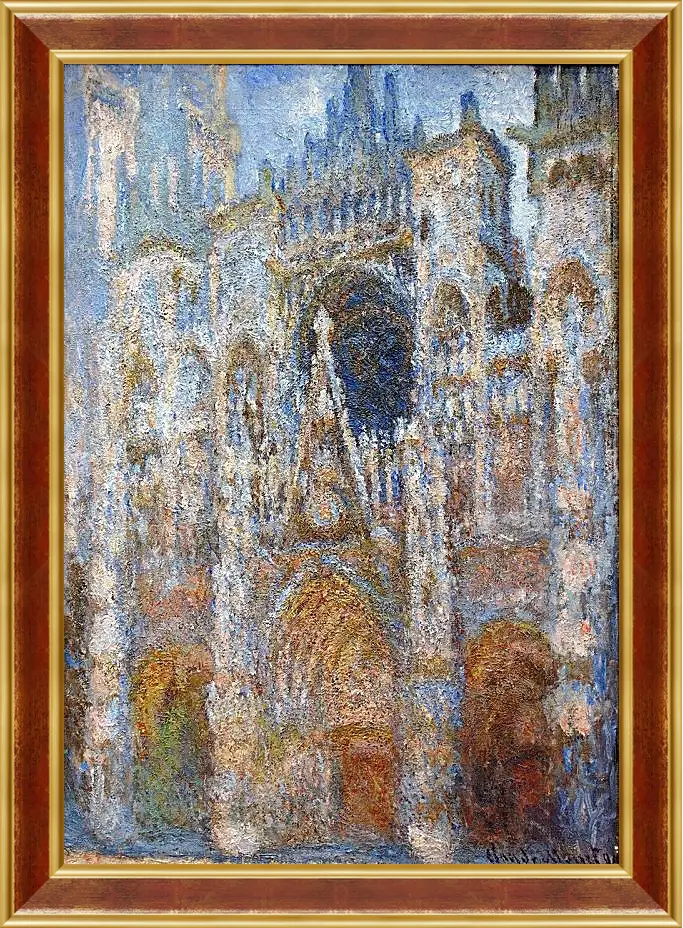 Картина в раме - rouen cathedral magic in blue. Клод Моне