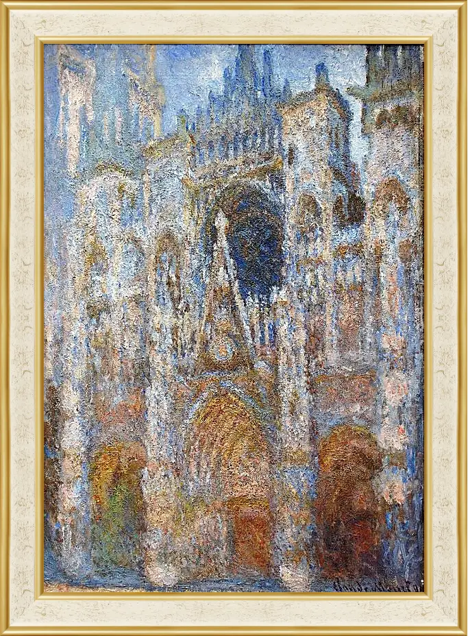 Картина в раме - rouen cathedral magic in blue. Клод Моне