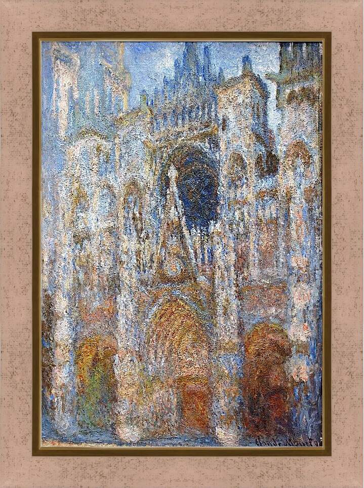 Картина в раме - rouen cathedral magic in blue. Клод Моне