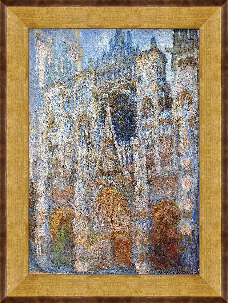 Картина в раме - rouen cathedral magic in blue. Клод Моне