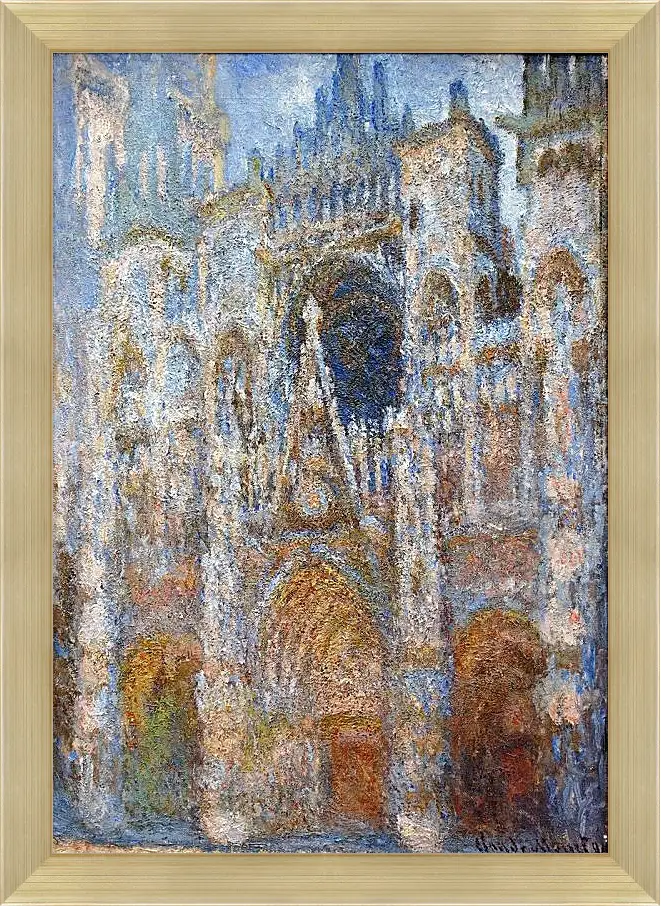 Картина в раме - rouen cathedral magic in blue. Клод Моне