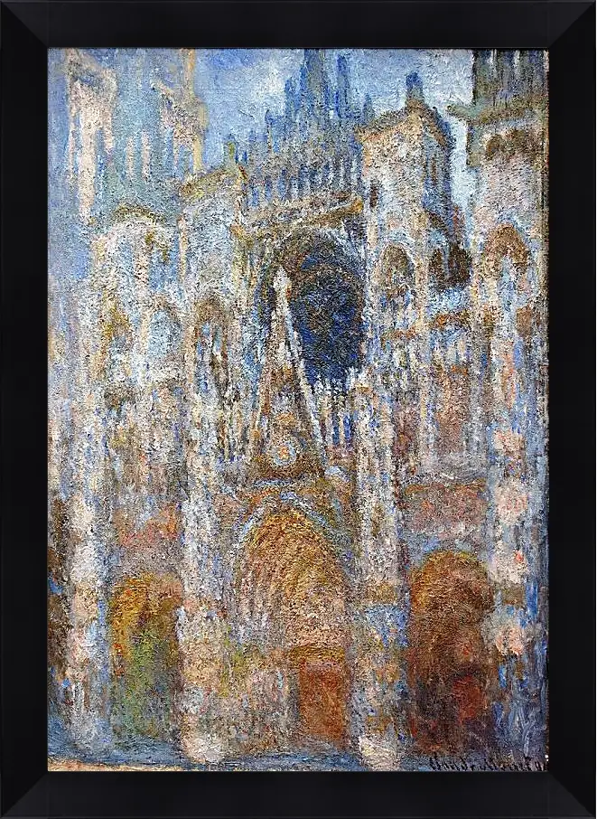 Картина в раме - rouen cathedral magic in blue. Клод Моне