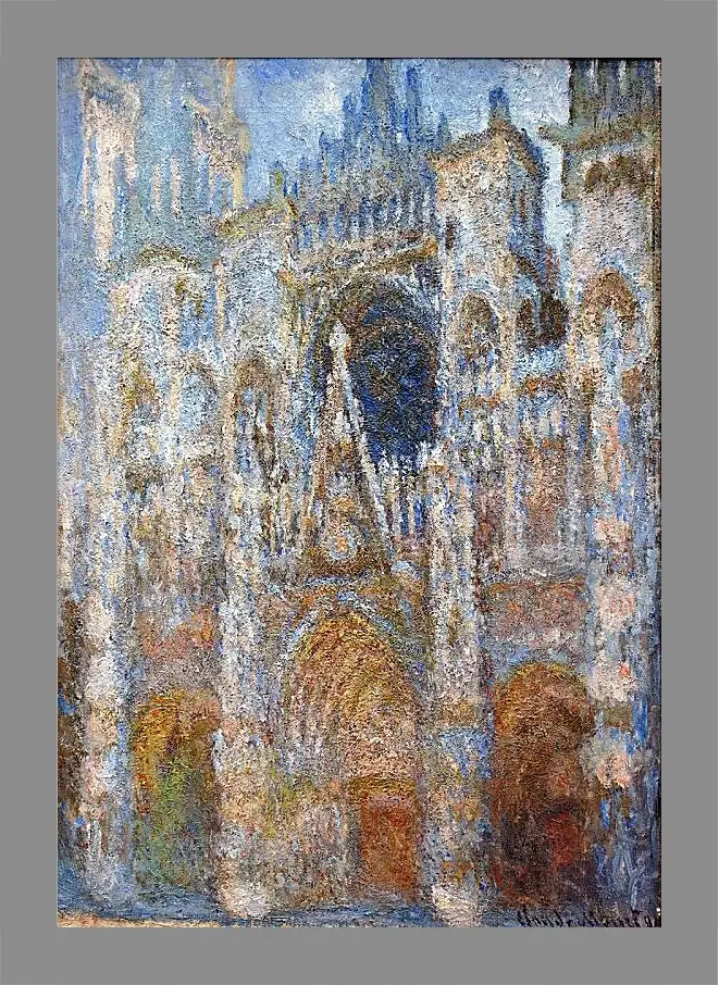 Картина в раме - rouen cathedral magic in blue. Клод Моне