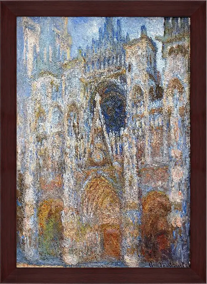 Картина в раме - rouen cathedral magic in blue. Клод Моне