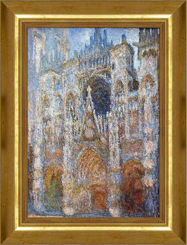 Картина в раме - rouen cathedral magic in blue. Клод Моне