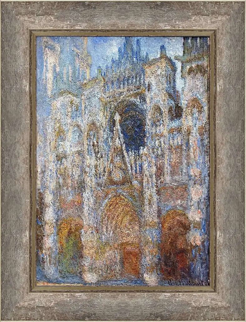 Картина в раме - rouen cathedral magic in blue. Клод Моне