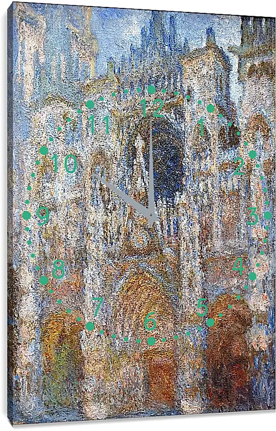 Часы картина - rouen cathedral magic in blue. Клод Моне