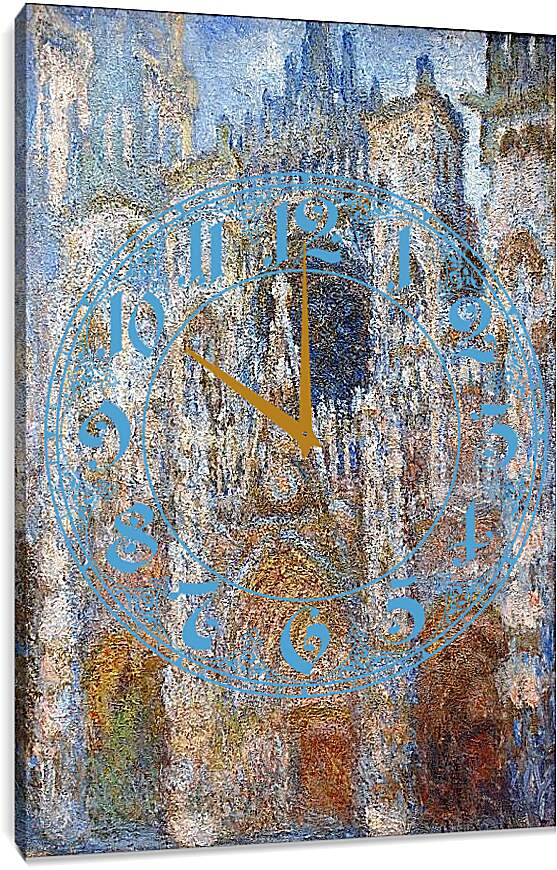 Часы картина - rouen cathedral magic in blue. Клод Моне