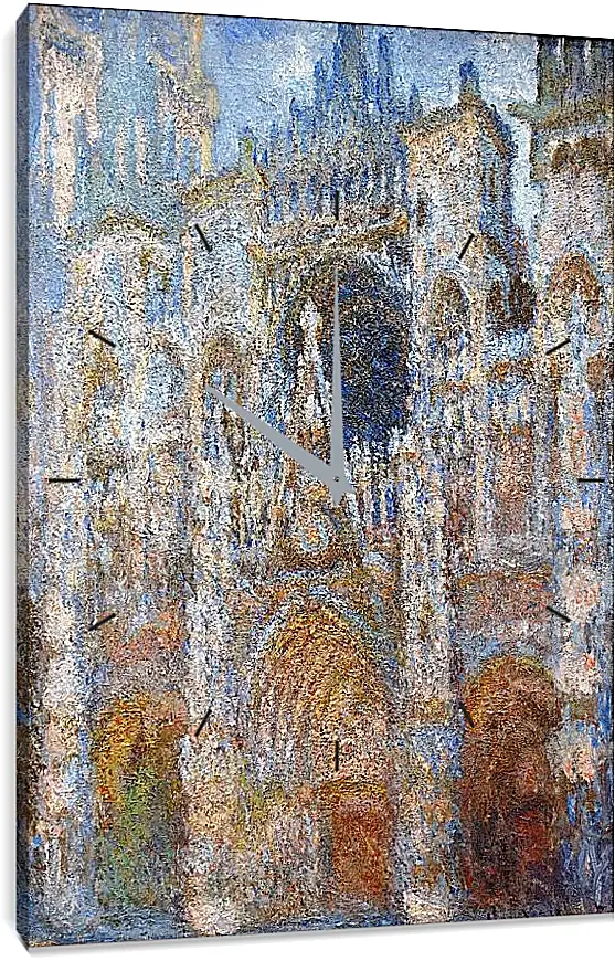 Часы картина - rouen cathedral magic in blue. Клод Моне